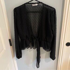 Black Sheer Tie-Front Top